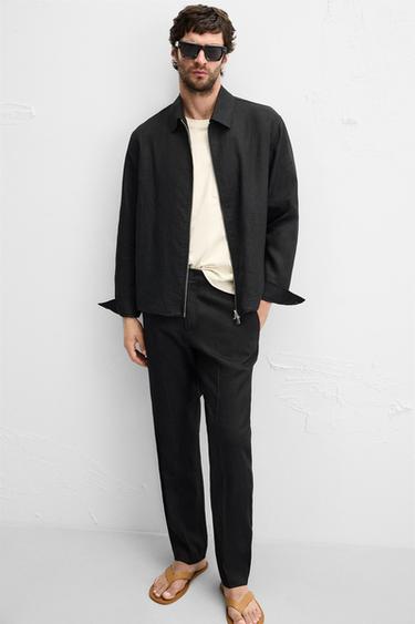 PANTALON REGULAR FIT 100 % LIN - Noir de Zara - Image 4