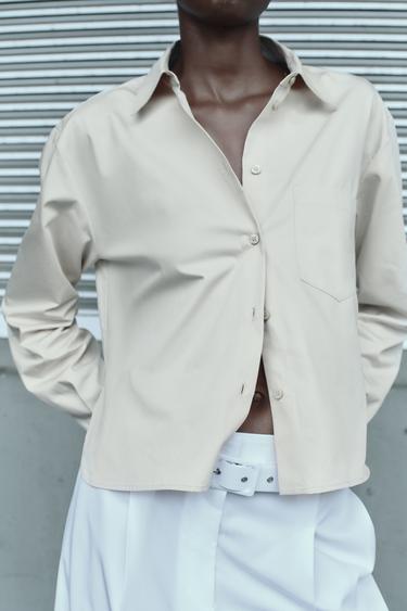 SATIN TWILL SHIRT - Sand by Zara