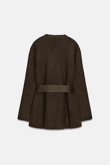 GILET EN MAILLE CEINTURÉ - Marron de Zara - Image 6