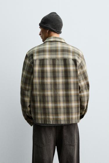 SURCHEMISE RELAXED FIT À CARREAUX - Vert de Zara - Image 2