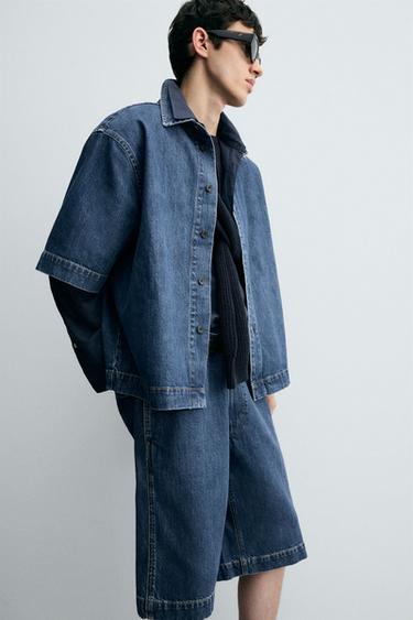 PLEATED RELAXED FIT DENIM BERMUDA SHORTS - Blue by Zara - Image 6