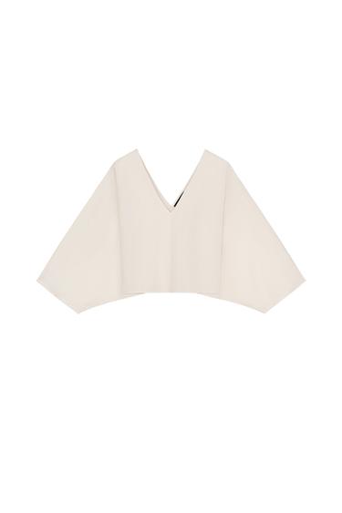 Zara COMBINATION KNIT BLOUSE - Ecru