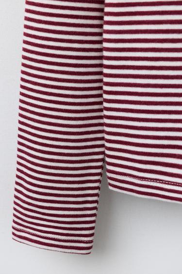 STRIPED T-SHIRT WITH MODAL - White / Red by Zara - Image 3