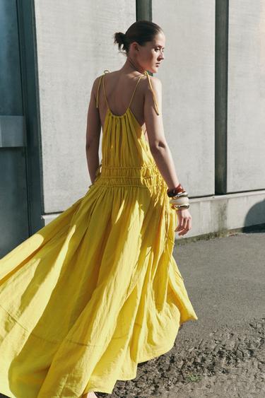 ZW COLLECTION LINEN BLEND DRESS - Yellow by Zara