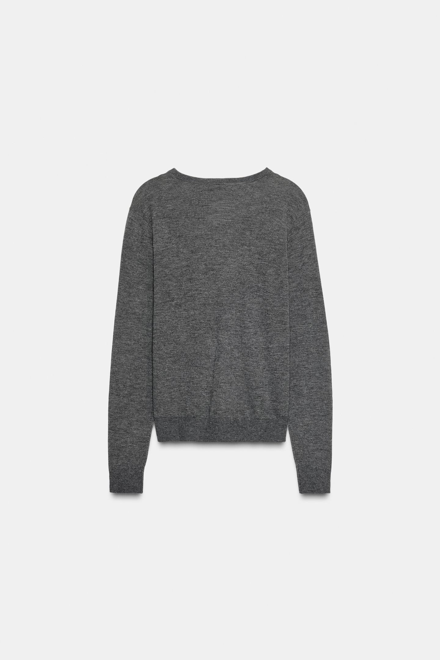 Женский свитер Zara Extra-Fine Wool and Silk, цвет: Тёмный серый — фото 5
