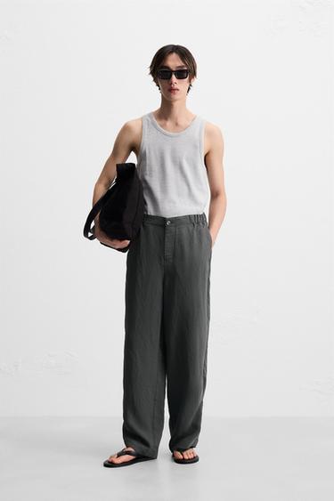 RELAXED FIT PLEATED TROUSERS - Anthracite grey by Zara