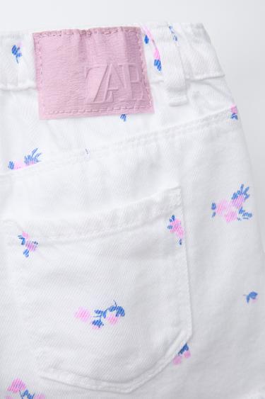 BERMUDA EN SERGÉ À FLEURS - Blanc de Zara - Image 3