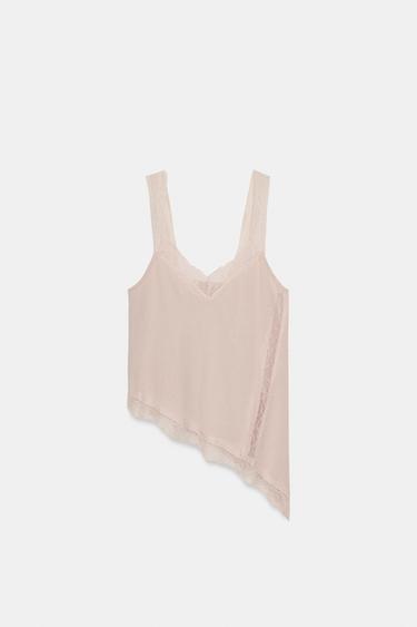 ASYMMETRIC RUSTIC LACE TOP - Beige-pink by Zara - Image 6