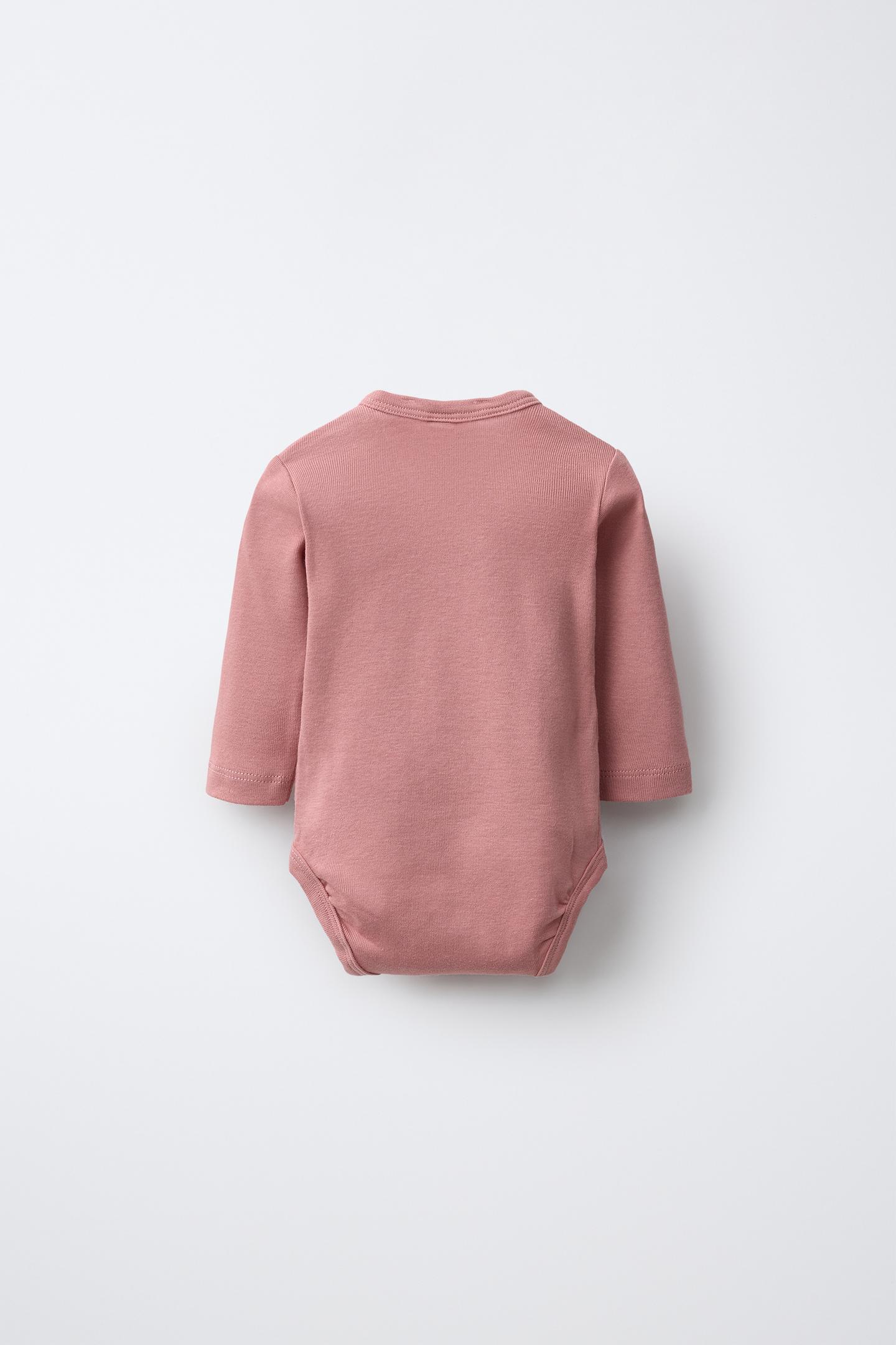 Бельё Bodysurits для детей, с запахом, в полоску, 3 шт. — Zara, цвет: Пыльный розовый — фото 3