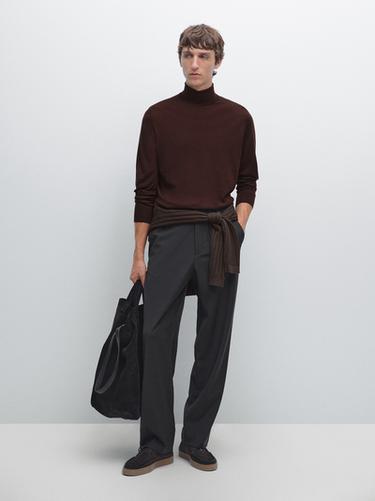 Jersey punto cuello alto con lana - Burdeos de Zara - Imagen 0