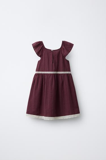 LACE TRIM DRESS - Burgundy by Zara - Image 1