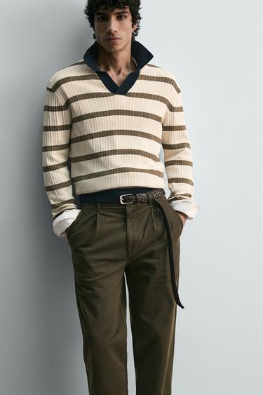 PLEATED CHINO TROUSERS - Green by Zara - Image 5