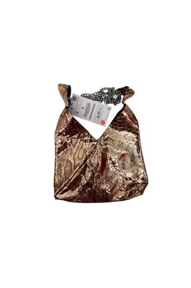 ZARA LEATHER GOLD SHOULDER BAG