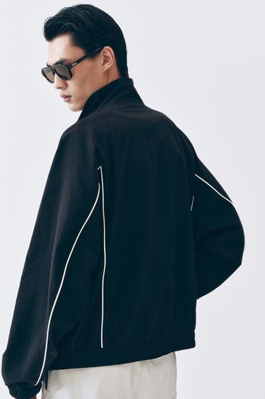 Zara 撞色科技布料外套 - 黑色