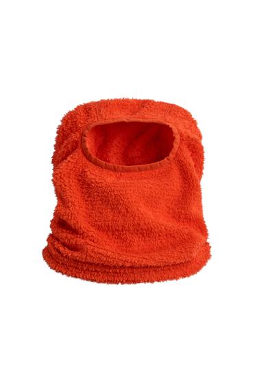 FAUX FUR TEXTURED FLEECE SKI BALACLAVA - Orange by Zara