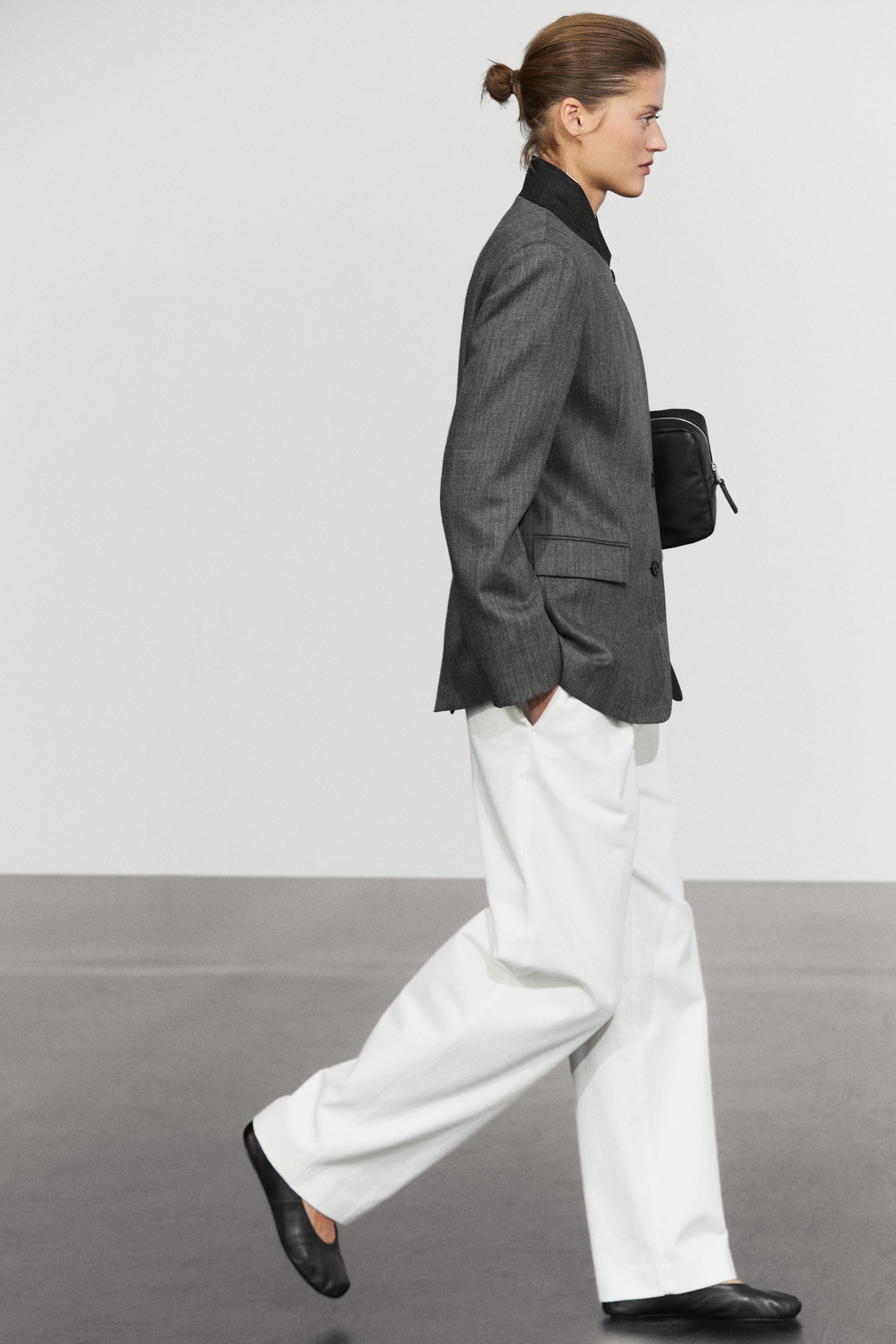 Americana col montant contraste 100 % laine