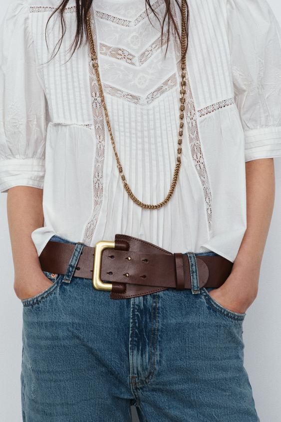 100% LEATHER PIN BUCKLE BELT