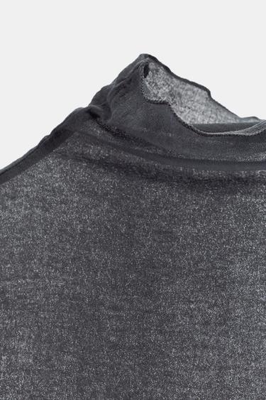 TOP À COL MONTANT - Gris foncé de Zara - Image 4