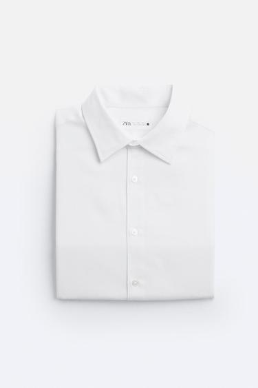 CHEMISE À TEXTURE ENTRETIEN FACILE - Blanc de Zara - Image 8
