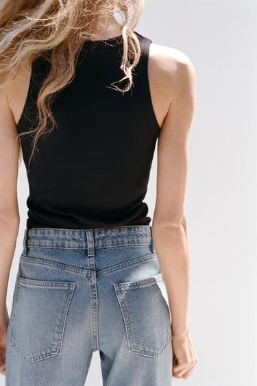 JEANS TRF WIDE LEG TIRO MEDIO - Azul de Zara