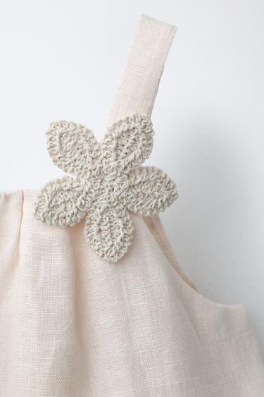 COMBINAISON 100% LIN À FLEURS ET DENTELLE - Écru de Zara - Image 2