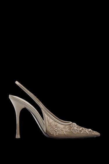 BESTICKTER MESH-PUMPS - Maulwurfsgrau von Zara