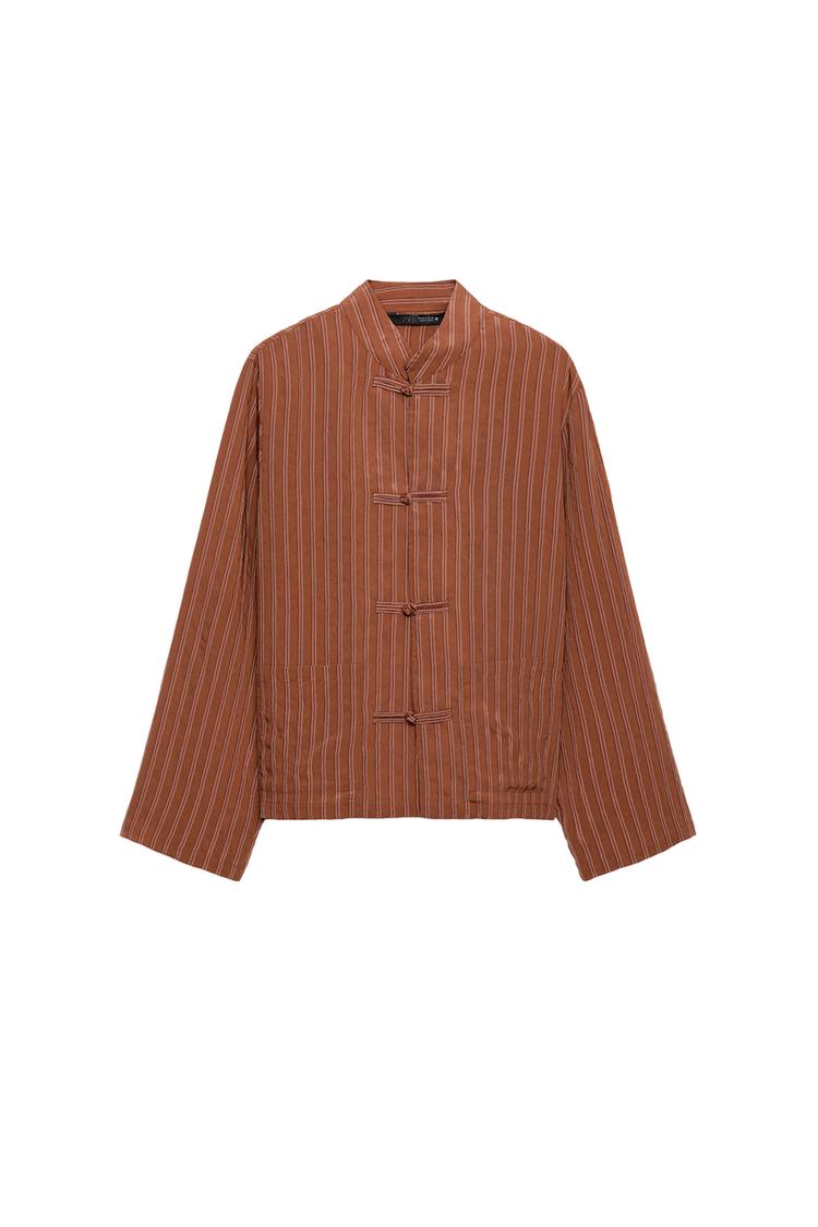 ZW COLLECTION STRIPED SHIRT WITH FROG FASTENING