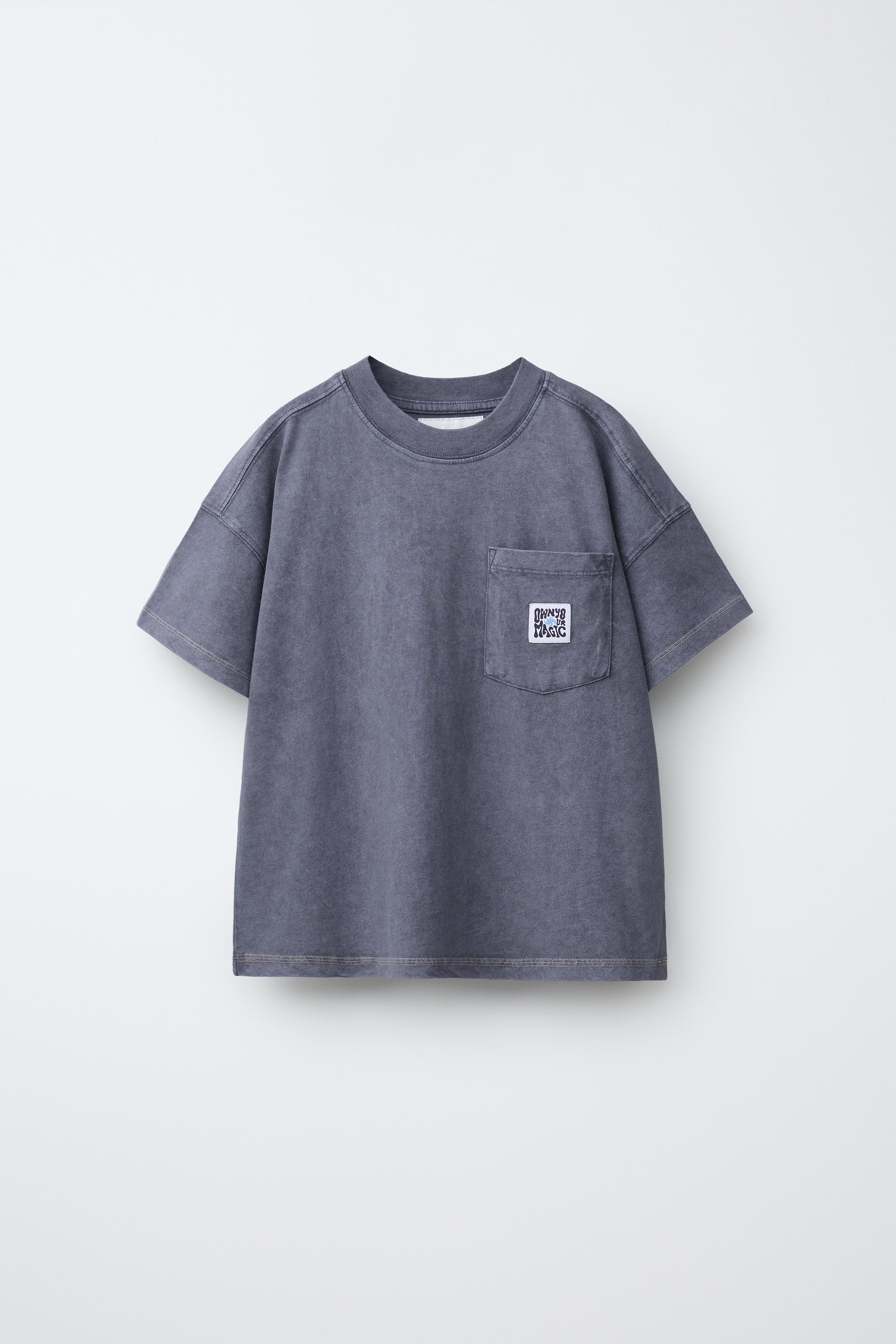 T-SHIRT IMPRIMÉ POCHE EFFET DÉLAVÉ