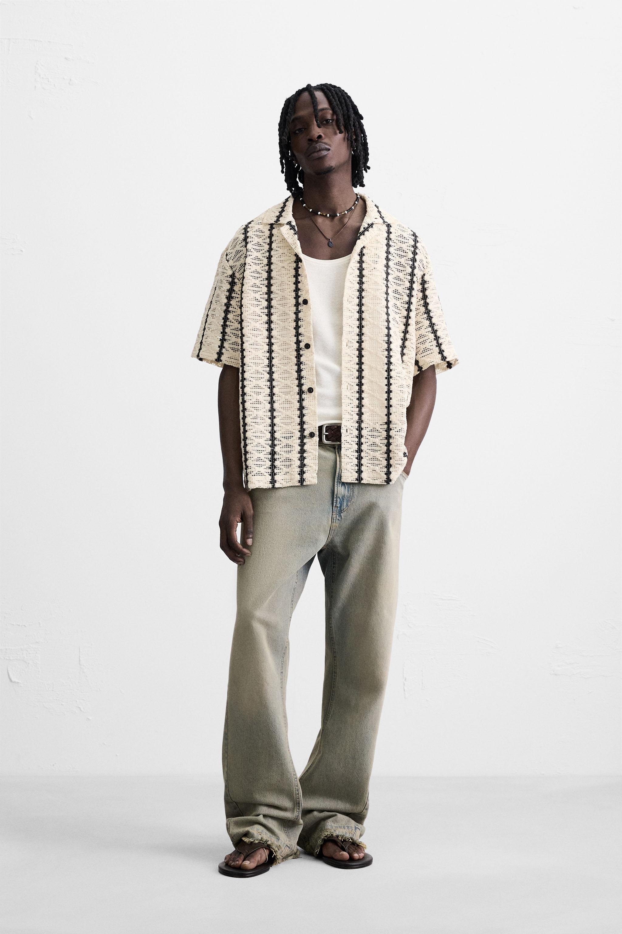 ★ZARA★ TEXTURED CROCHET SHIRT TEXTURED CROCHET SHIRT - Ecru / Black | ZARA United States