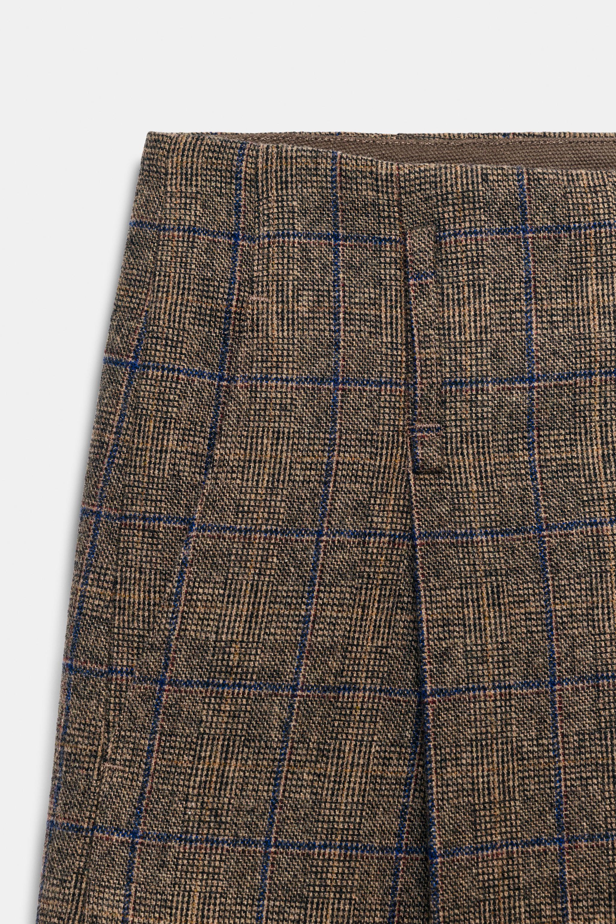 ZW COLLECTION WOOL BLEND CHECKED BARREL PANTS