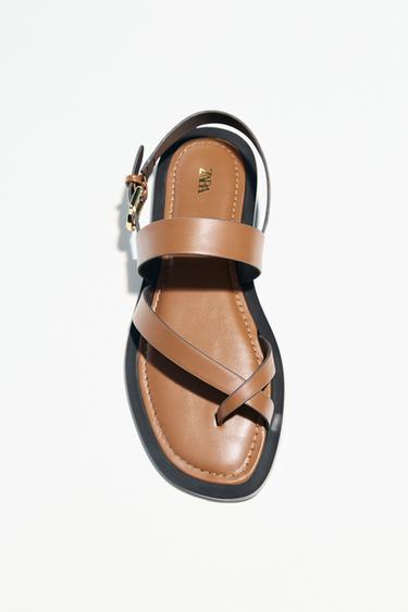 TOE-POST STRAPPY SANDALS - Brown by Zara