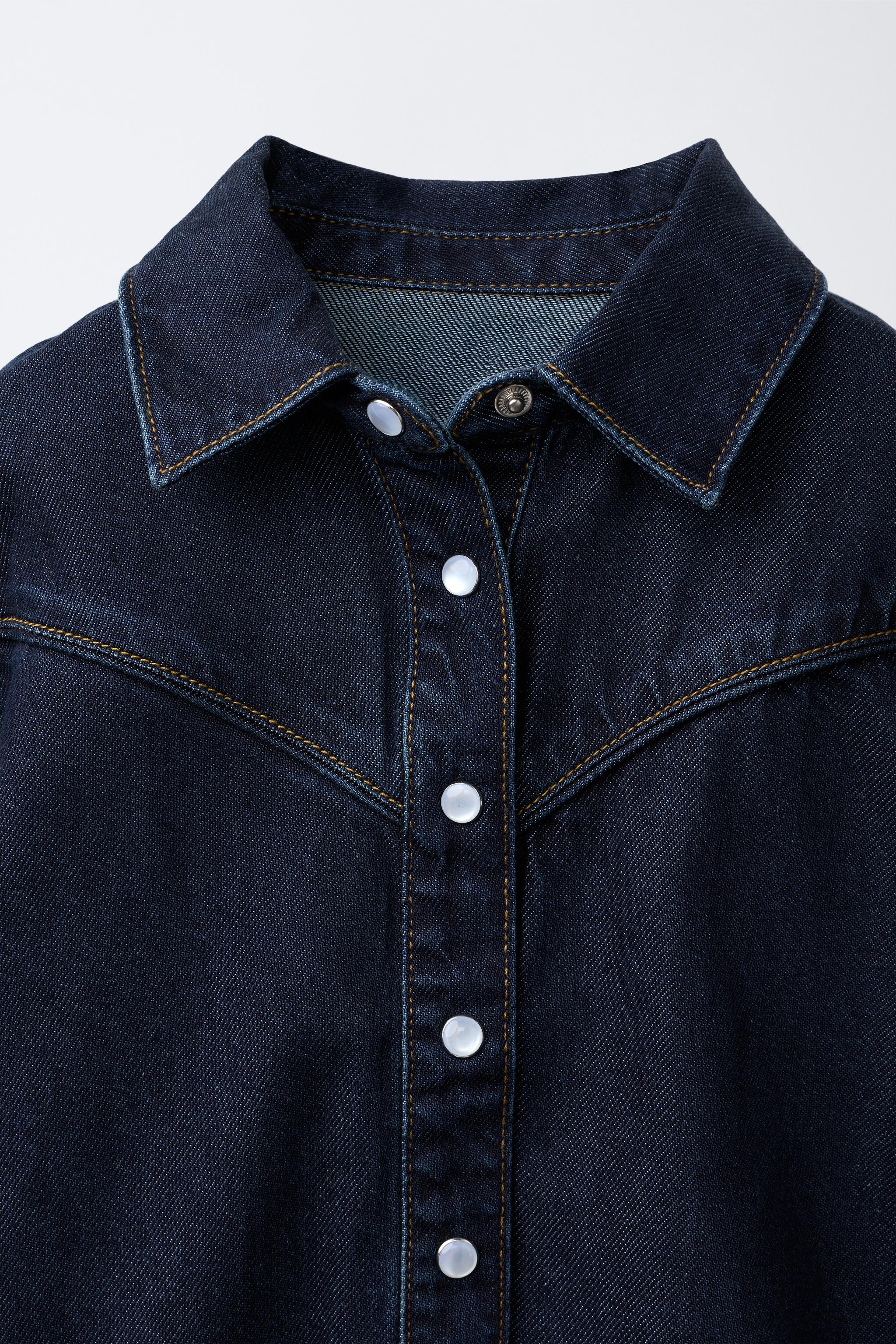 Детские рубашки Zara STITCHED DENIM SHIRT — фото 4