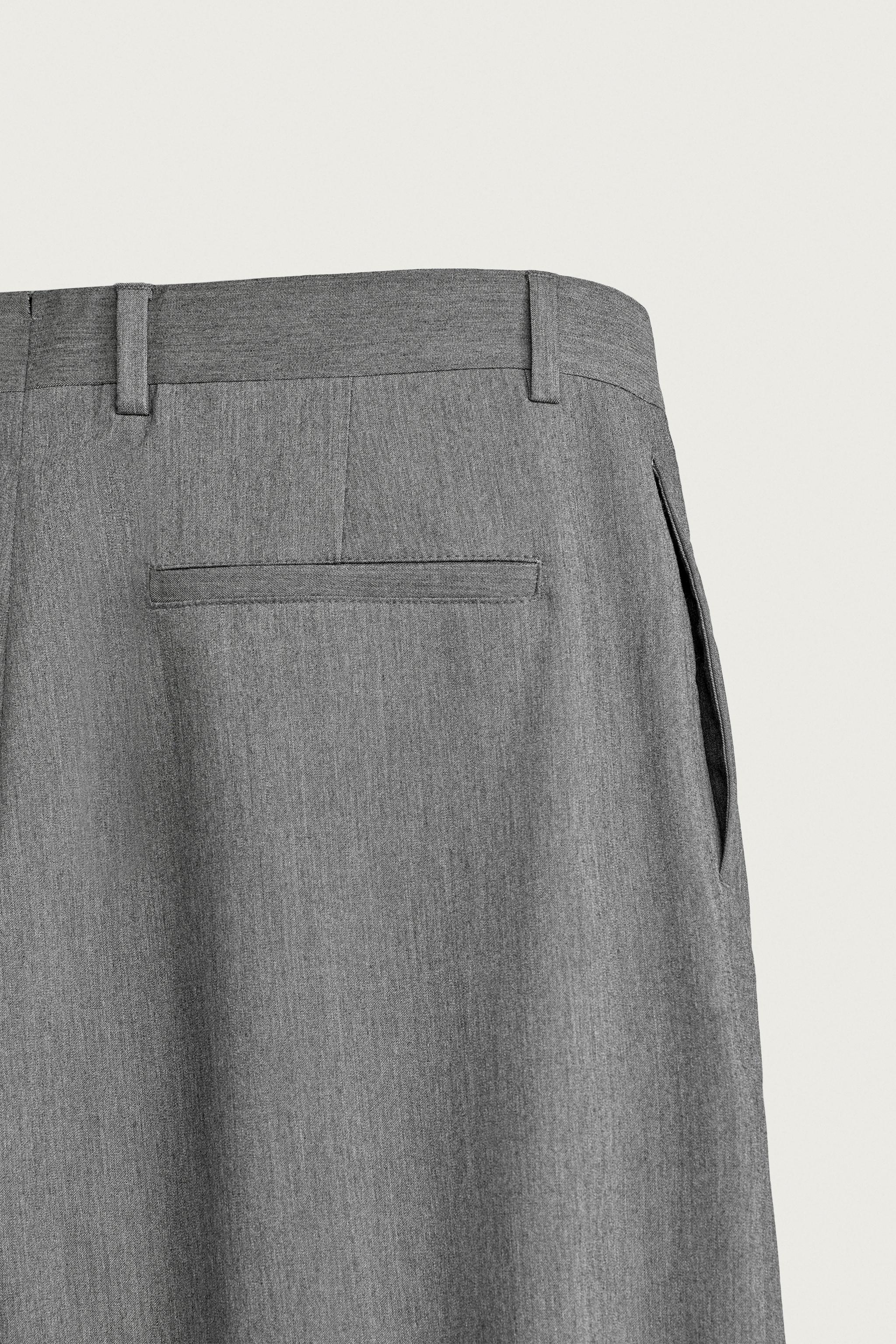 ワイドレッグプリーツ加工パンツ - グレー | ZARA Japan / 日本