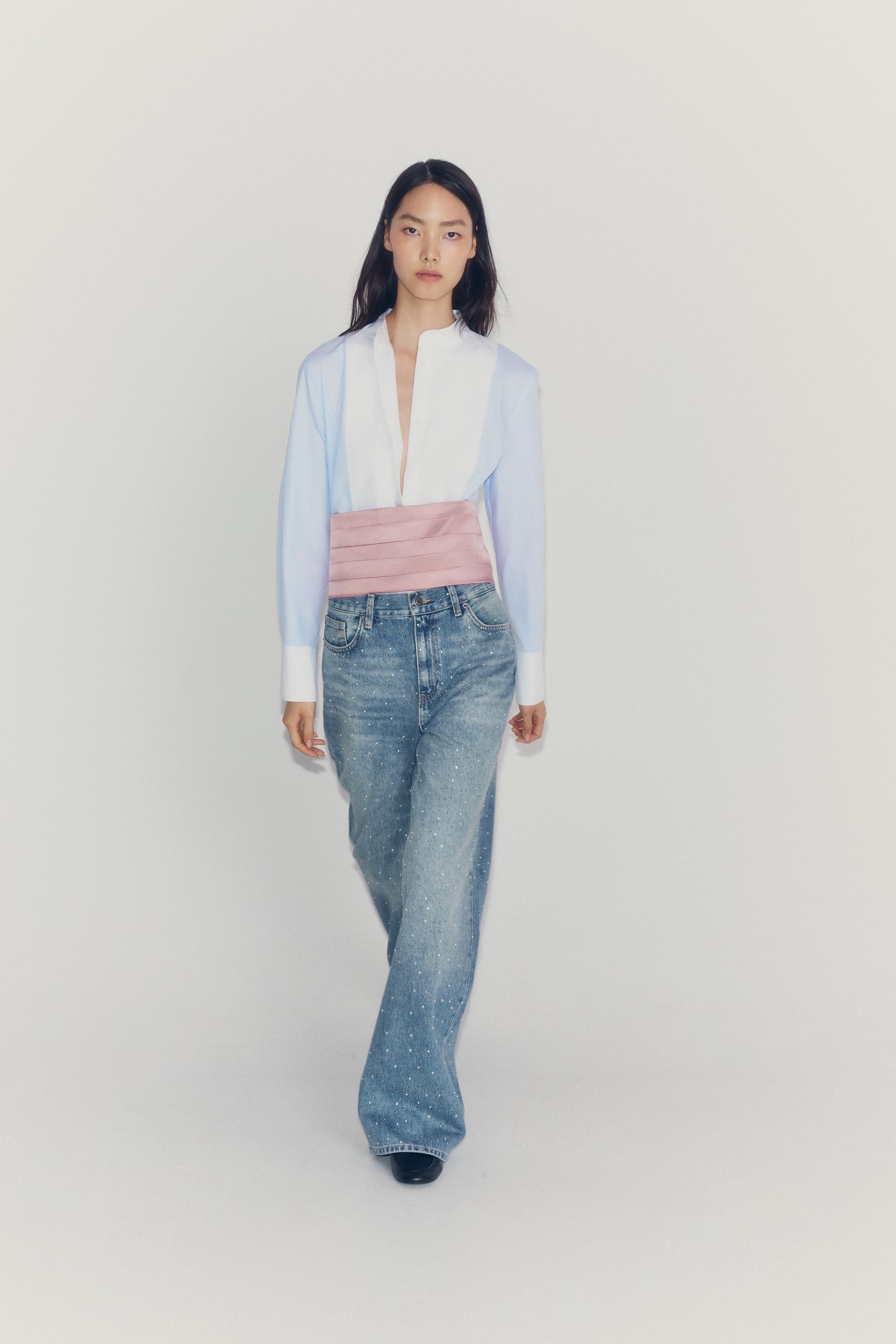 Женские рубашки Zara ZW COLLECTION STRIPED BIB SHIRT — фото 5