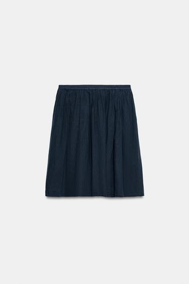 ZW COLLECTION LINEN BLEND MIDI SKIRT - Navy blue by Zara - Image 4