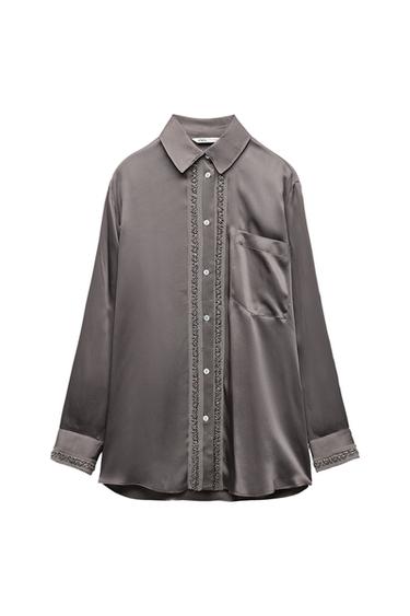 EMBROIDERED SATIN EFFECT SHIRT ZW COLLECTION