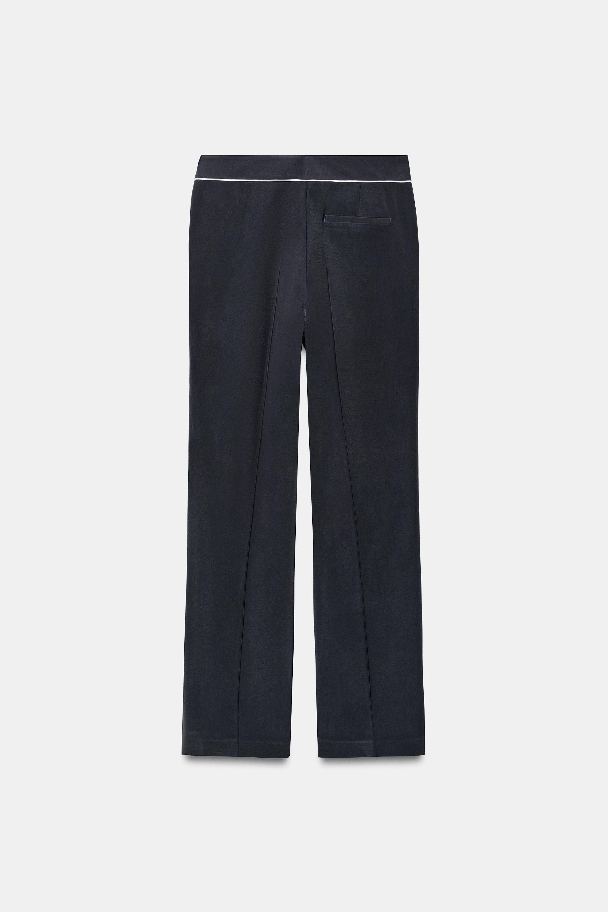 Женские брюки Zara CONTRAST PIPING PANTS — фото 8