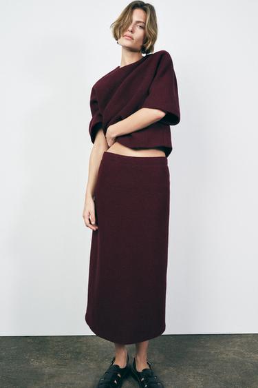 ZW COLLECTION 100% WOOL MINIMAL TOP - Wine by Zara - Image 0