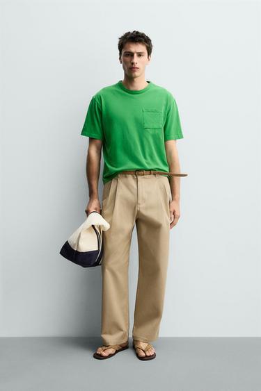 Zara MAJICA RELAXED FIT SA DŽEPOM – Zelena – Slika 0