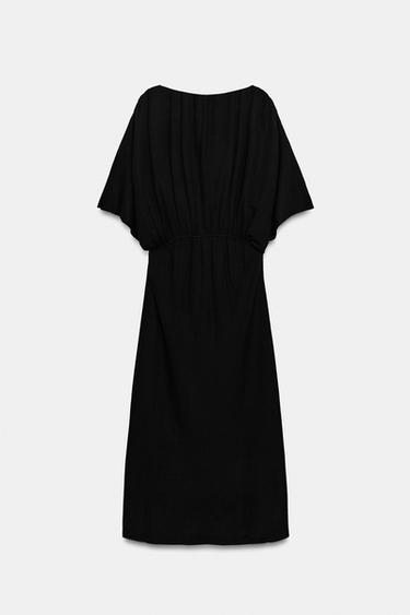 ROBE LONGUE EN MAILLE À PLIS À LA TAILLE - Noir de Zara - Image 6
