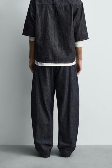 BALLOON FIT PLEATED TROUSERS - Blue / Indigo by Zara