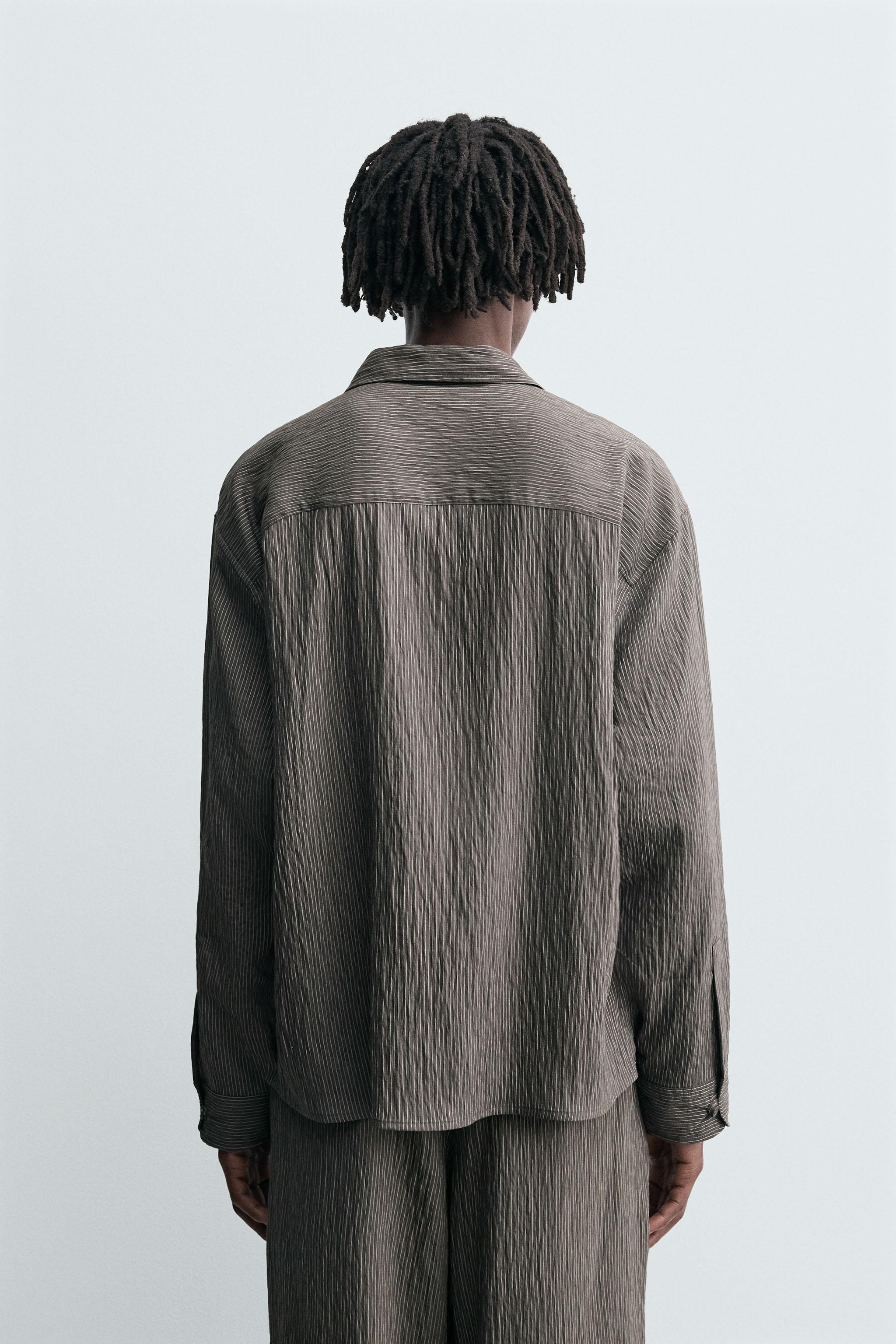 FLOWY WRINKLED EFFECT STRIPED SHIRT