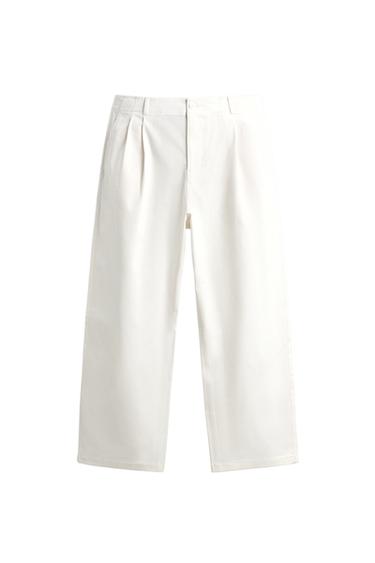 PANTALÓN WIDE FIT PLIEGUES - Crudo de Zara