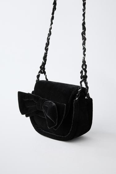 SAC BANDOULIÈRE NŒUD VELOURS - Noir de Zara - Image 2