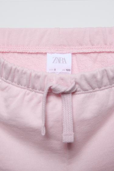 Zara CONTRASTING RIB SHORTS - Pastel pink