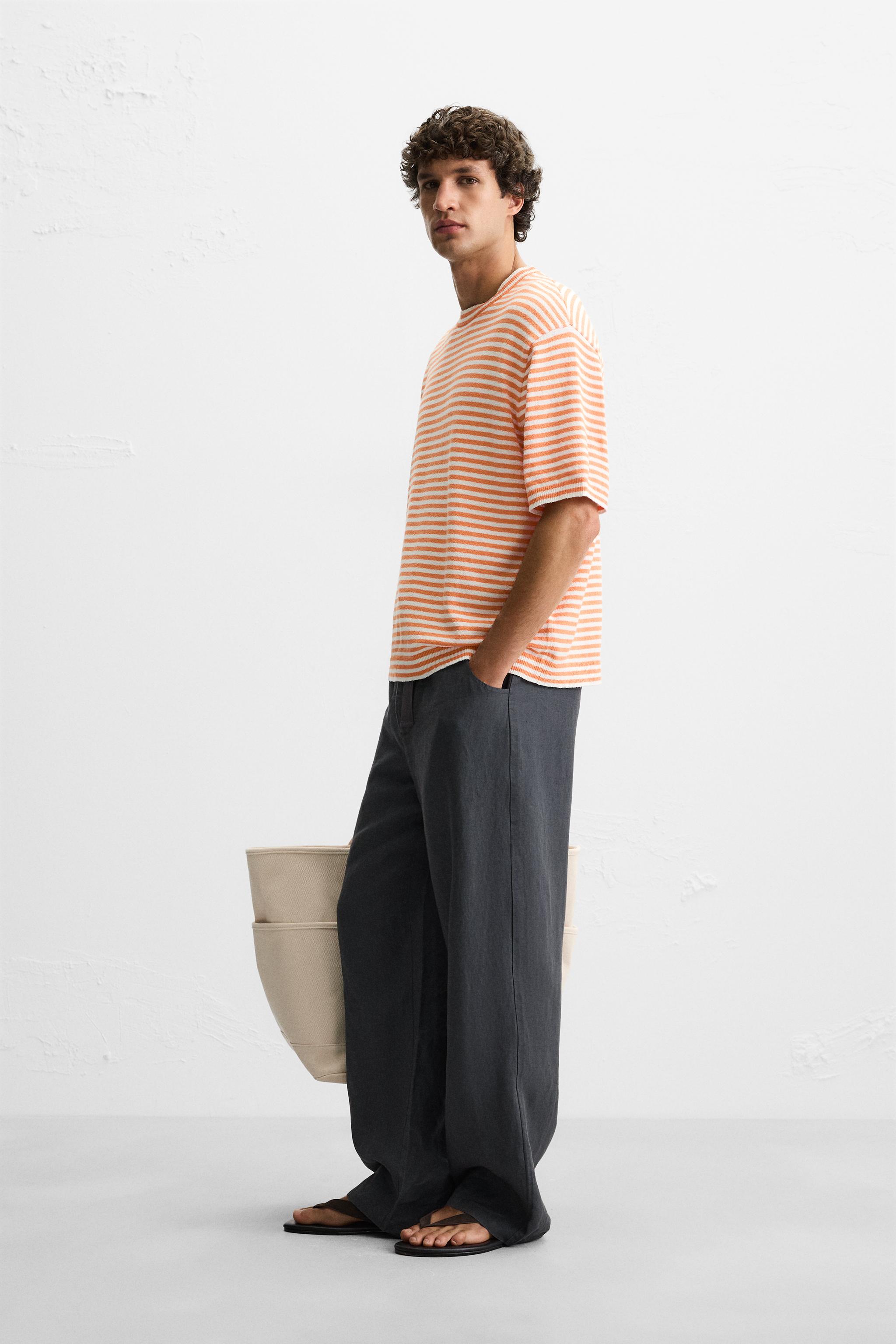 ［ZARA］ストライプ柄ニットシャツ ストライプ柄ニットシャツ - エクリュ/ レッド | ZARA Japan / 日本