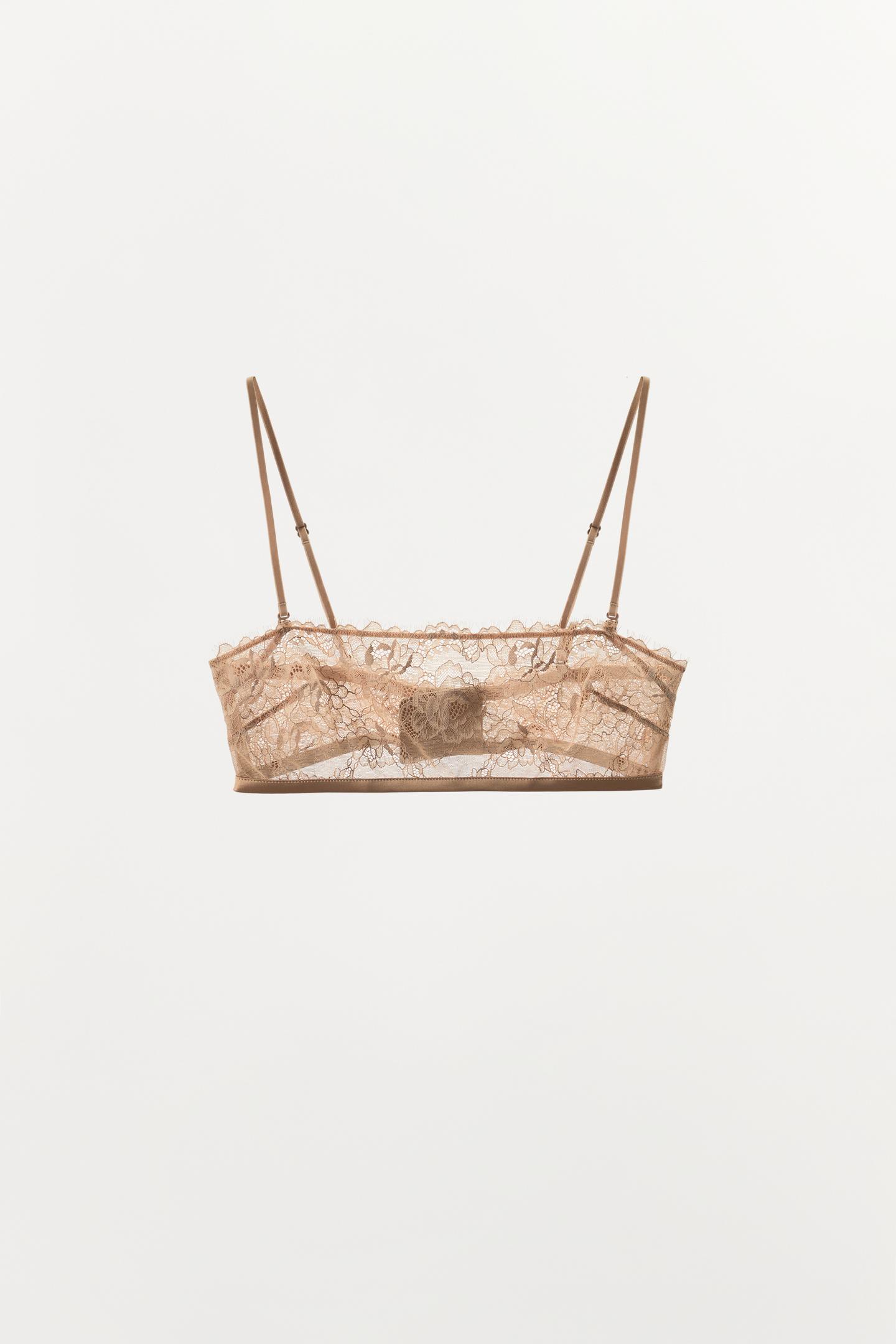 Бра-бандо, кружево — Zara, цвет: Бежевый розовый — фото 5
