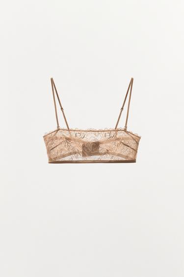 LACE BANDEAU BRA — Beige-pink 1