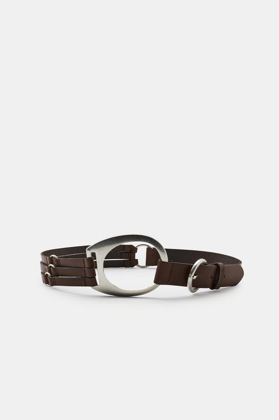 CEINTURE EN CUIR À ANNEAUX - Marron de Zara - Image 2