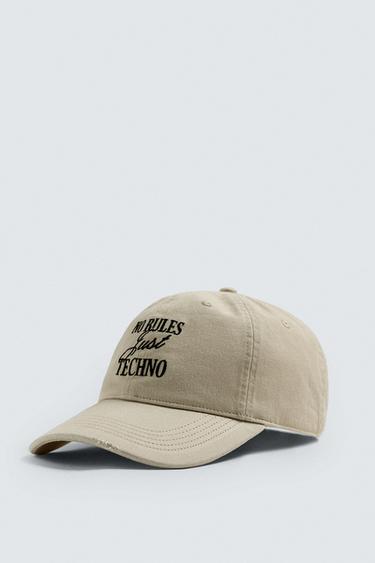 Zara WASHED EMBROIDERED CAP - Ecru